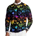 thumbnail image 1 of QHRMKOG Valentines Sweater for Men Romantic Heart Print Pullover Loose Fit Long Sleeve Round Neck Sweaters Fall Fashion Tops Black 2XL, 1 of 6