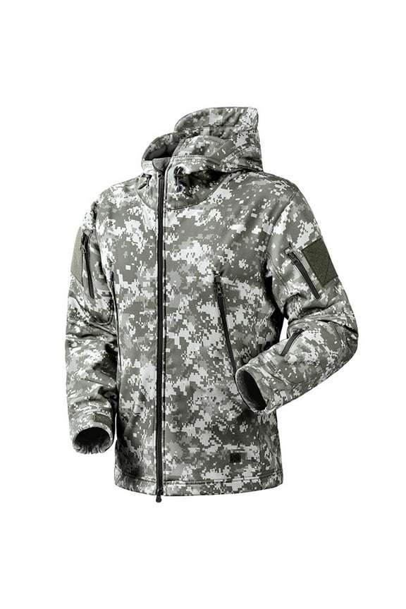 Winter Jackets for Men Lightweight Hunting Camouflage Jacket Regular Fit Sports Water Resistant Raincoat Fashion Hooded Coats Green XL