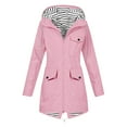 thumbnail image 1 of QHRMKOG Women's Rain Jacket Solid Color Water Resistant Long Hooded Jackets with Pockets Light Windbreaker Hiking Coats Casual Clothes Pink 3XL, 1 of 4