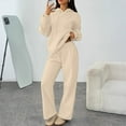 thumbnail image 1 of QHRMKOG Womens Sweatsuits 2 Piece Set Solid Color Long Sleeve Hoodie&sweatpant Tracksuit Loose Fit Workout Sweatsuits Winter Casual Sets with Pockets Beige 2XL, 1 of 5