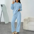 thumbnail image 1 of QHRMKOG Womens Sweatsuits Sets Solid Color Long Sleeve Hoodie&sweatpant Tracksuit Relaxed Fit Workout Sweatsuits Fall Fashion Outfit with Pockets Blue L, 1 of 5