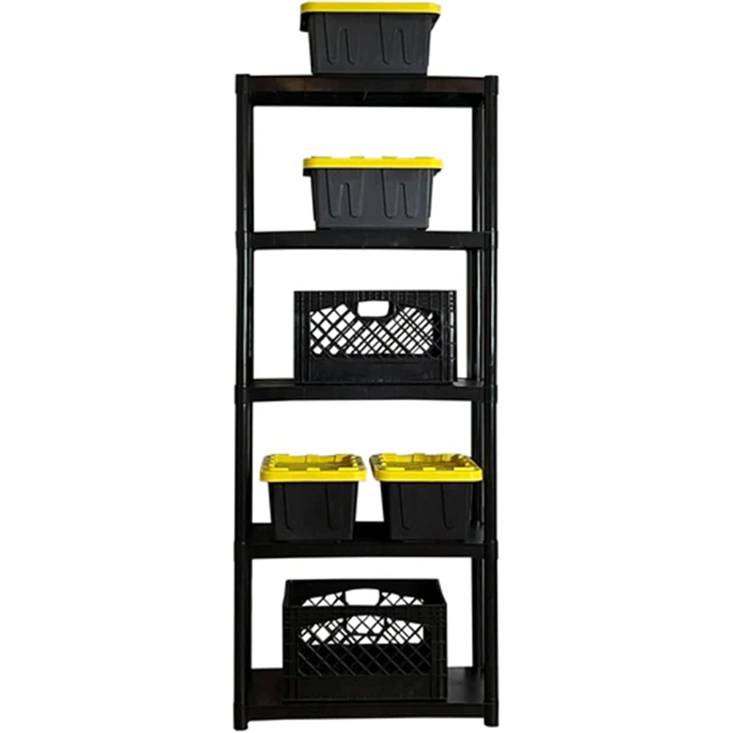 QHSP Multipurpose Plastic 5 Tier Utility Storage Shelving Rack Unit for ...