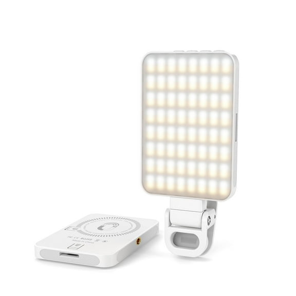 Wiher Selfie Light, Rechargeable Magnetic Clip Light for Video Conference, 128 LED Portable Light, Makeup, TikTok, Vlog Lighting (White)