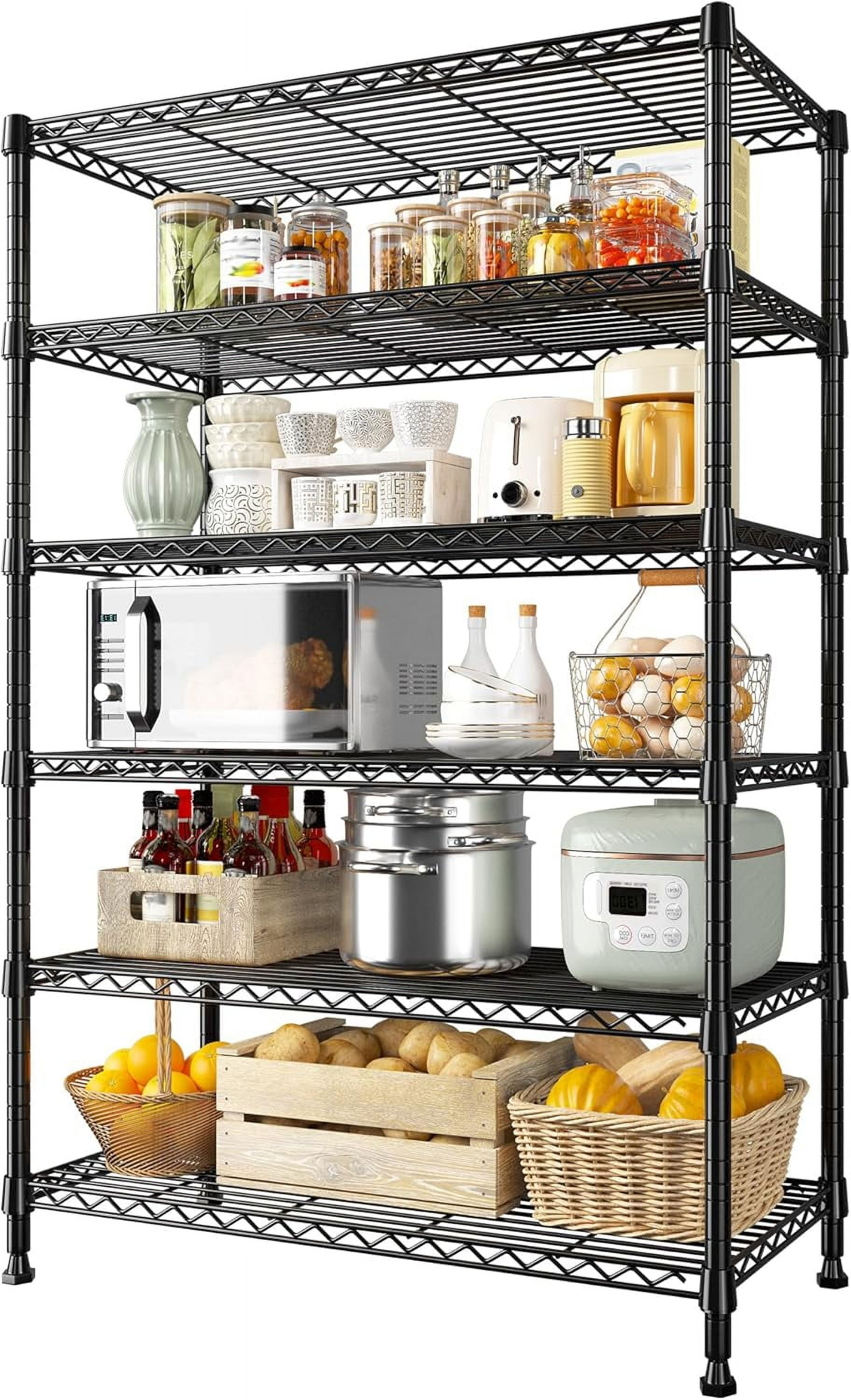 QHTER 71" H Metal Shelves 6 Tier Storage Shelves 1200LBS Adjustable Shelving Units and Wire Shelving Unit Storage Rack Shelf Metal Shelving, 71" H x 29" W x 14" D