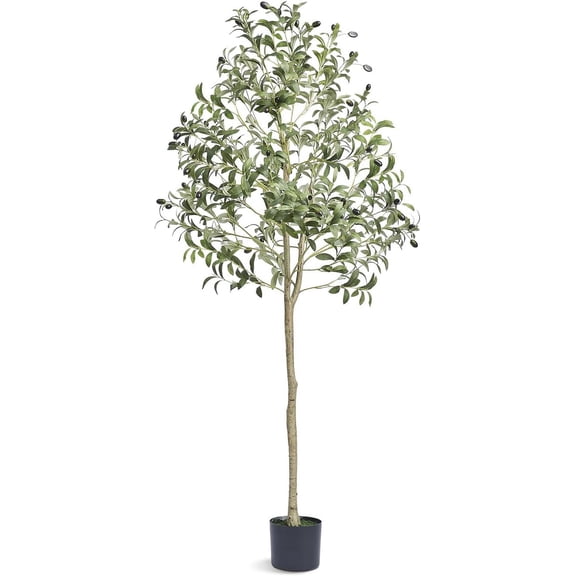QHTER Artificial Olive Tree, 5 FT Tall Faux Plant, Secure PE Material & Anti-Tip Tilt Protection Low-Maintenance Plant, Lifelike Green Fake Potted Tree for Home Office Warehouse Decor Indoor Outdoor