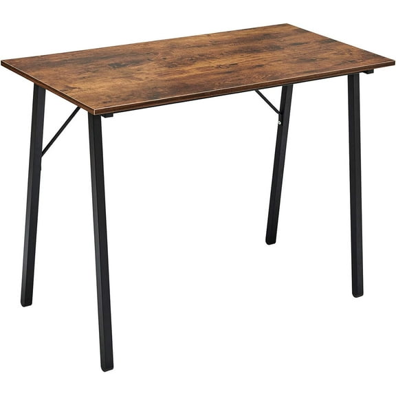 QHTER Computer Desk 40" Small Student School Writing Desk, Easy Assembly Study Writing Table Home Office Desk Modern Simple Style PC Desk for Small Space, Study Kids Black Desk, Metal Frame