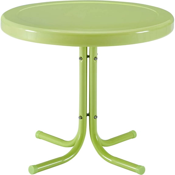 QHTER Griffith Weather Resistant Retro Metal Outdoor Side Table for Patio, Deck, Porch, Key Lime