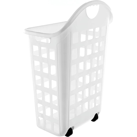 QHTER LN0435 Rolling Hamper, 2 Bushel, White