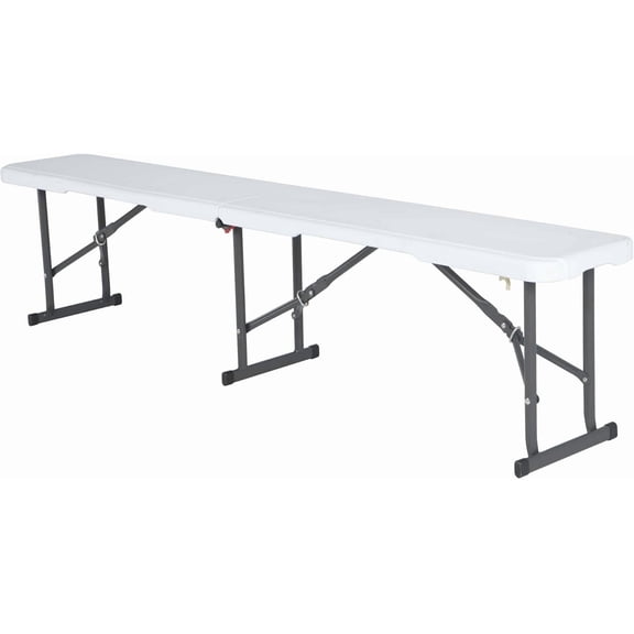 QHTER Portable Folding Bench, 6Foot FoldinHalf, UVResistant Seat, PowderCoated Steel Frame, Lightweight, StainResistant, NonMarring Foot Caps, Indoor/Outdoor Portable Seating
