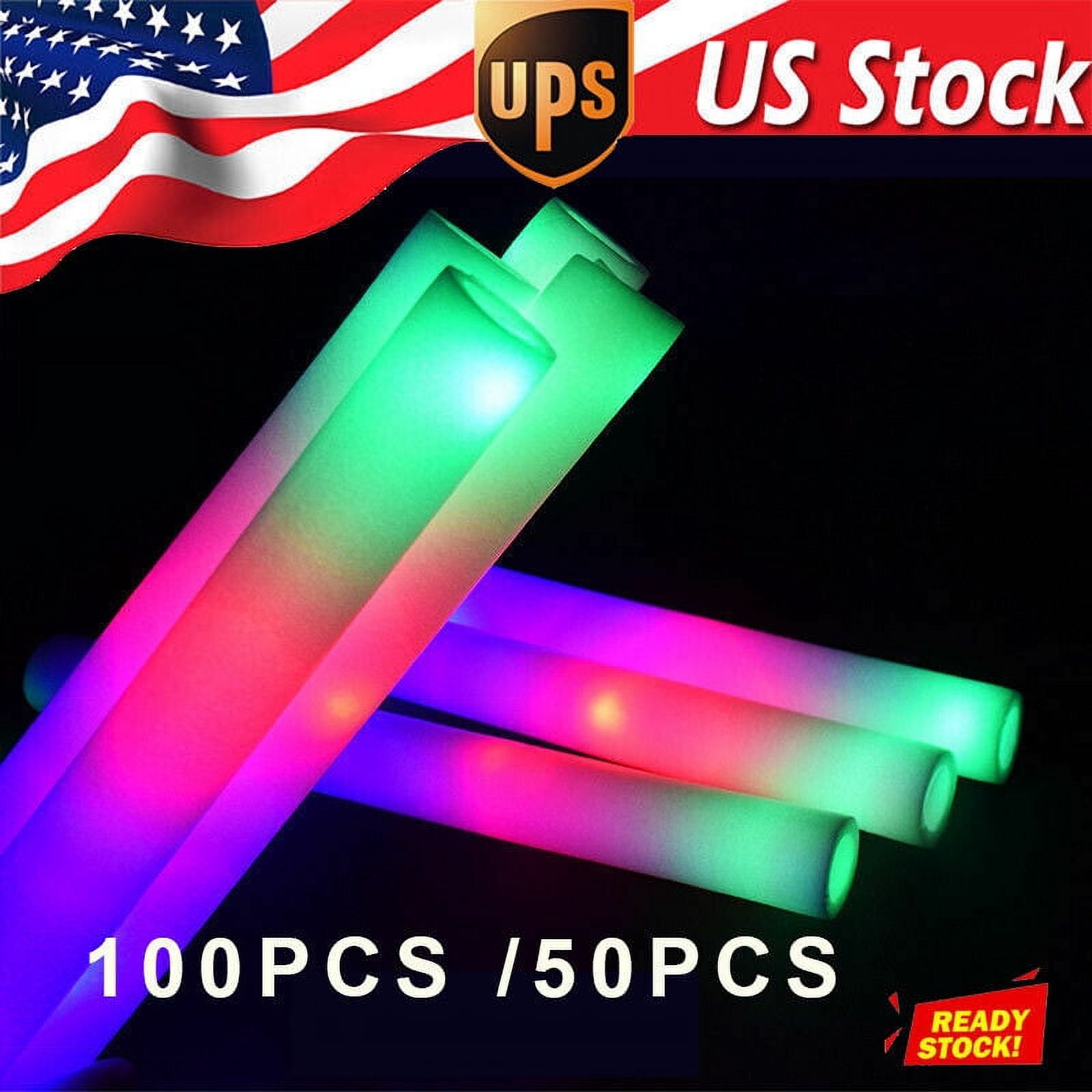 QHTT Pack of 20-1000 Foam Sticks Colorful LED Foam Glow Sticks Flashing  Glow Wands Light Up Rave Glowsticks for DJ Cheer Flashing Wedding Birthday
