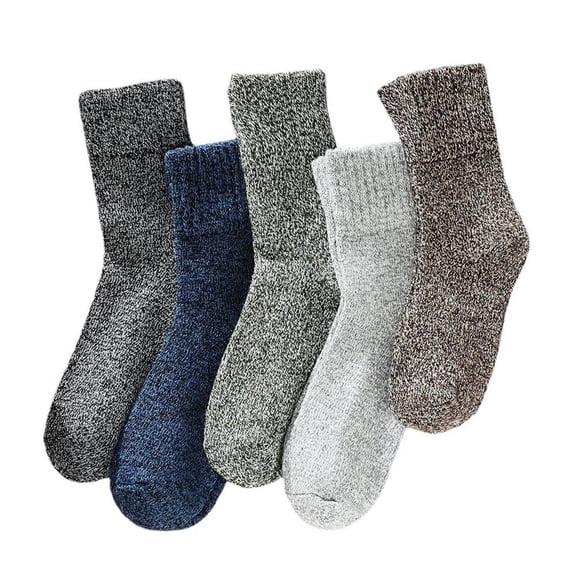 QHUDLV 5 Pairs Length Men Socks, Thick Warm Winter Socks, Hiking Socks Soft Ca