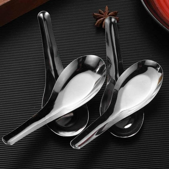 QHUDLV 10Pcs Spoon Tableware Soup Rice Tableware Flat SpoonFlat Chinese SpoonJY67