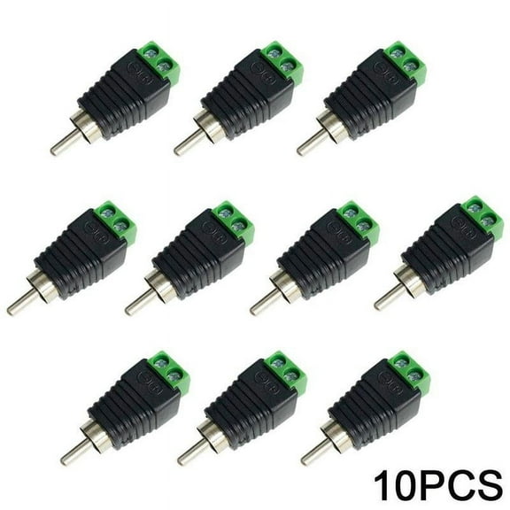 QHUDLV 10pcs of Speaker Wire Cable to Audio RCA Male Connector Plug Jack Adapter-NEW