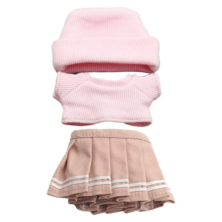 QHUDLV 17 cm Doll Clothes Set, Pink Hat + Outfit Dress (No Doll)