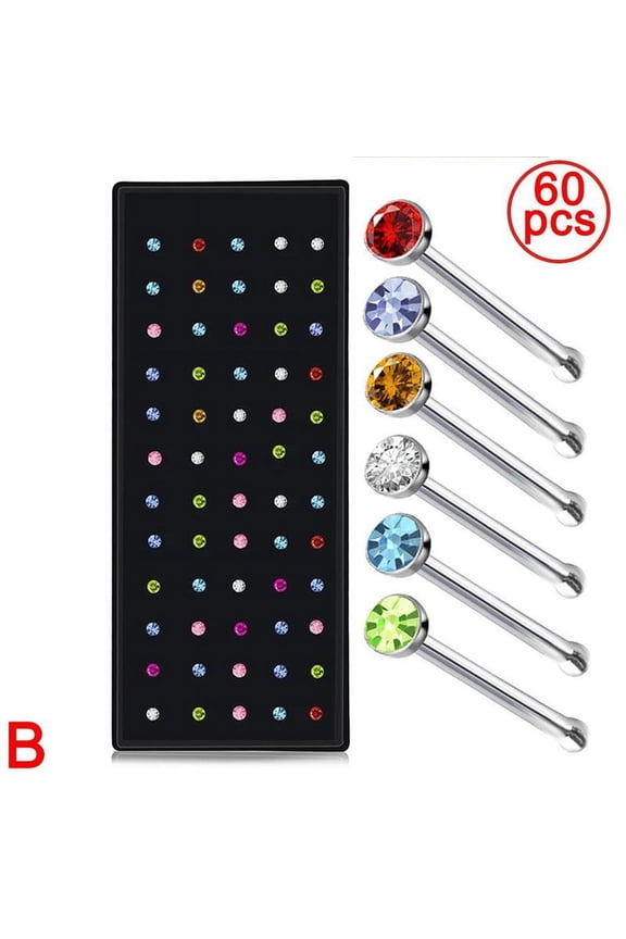 18mm Thin Nose Studs with Hoop Ball Jewelry and Bar Available in 2 Colors H