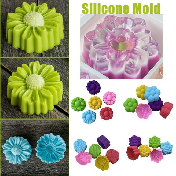 QHUDLV 1x DIY Mould Flower Shape Silicone Candy Cake Flowers Soap Mold Ice Mold Hot U6