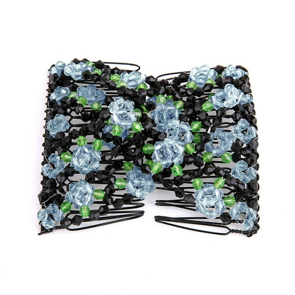 QHUDLV 2025 Fashion Ladies Beads Elasticity Double Hair Comb Higher Quality Clamp Products Hot Choice Accessory Popular Stretchy