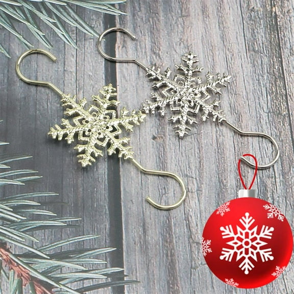 QHUDLV 20PCS Christmas Ornament Hooks,Snowflake S-Shaped Light Hook,Metal Ornament Hangers for Christmas Tree Decorations,Ornaments Hooks for Garland Baubles,Holiday DIY