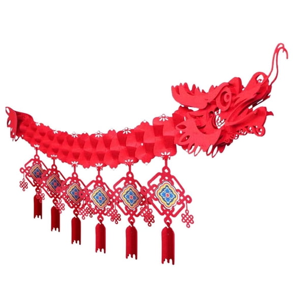 QHUDLV 3D paper dragon garland, Chinese New Year decoration, spring festival hanging ornament