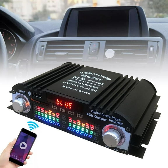 QHUDLV 4Channel HiFi Stereo Car Amp,Bluetooth Radio USB Music Player