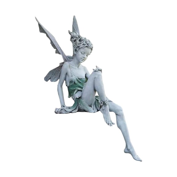 QHUDLV 5.5 inch Sitting Fairy Garden Statue, Outdoor Resin Angel Decor