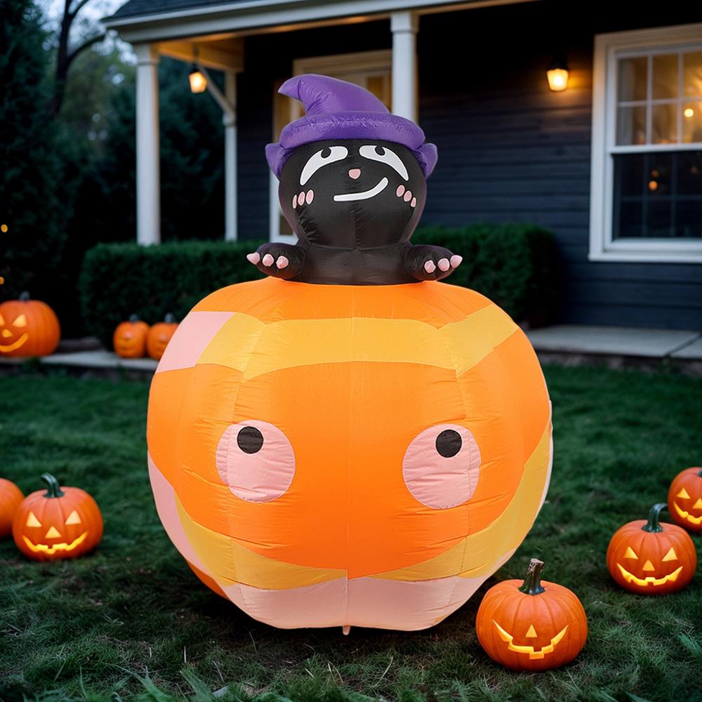 Pumkin Inflatable QHUDLV 5.9FT Halloween Inflatable Pumpkin Outdoor Decoration, Lighted ...