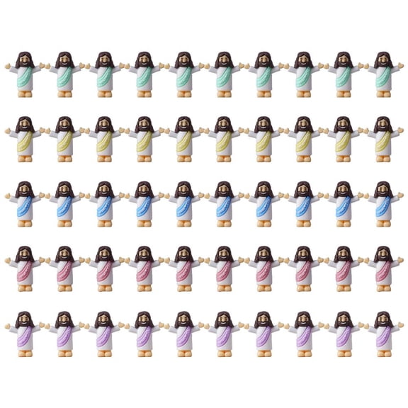 QHUDLV 50 Pcs Mini Figures Rubber Little Figurine Loves You Religious Little Cute Miniature Tiny Rubber Figures Doll for Hide and Seek, 2025 Sunday Schoo, Baptism Gifts