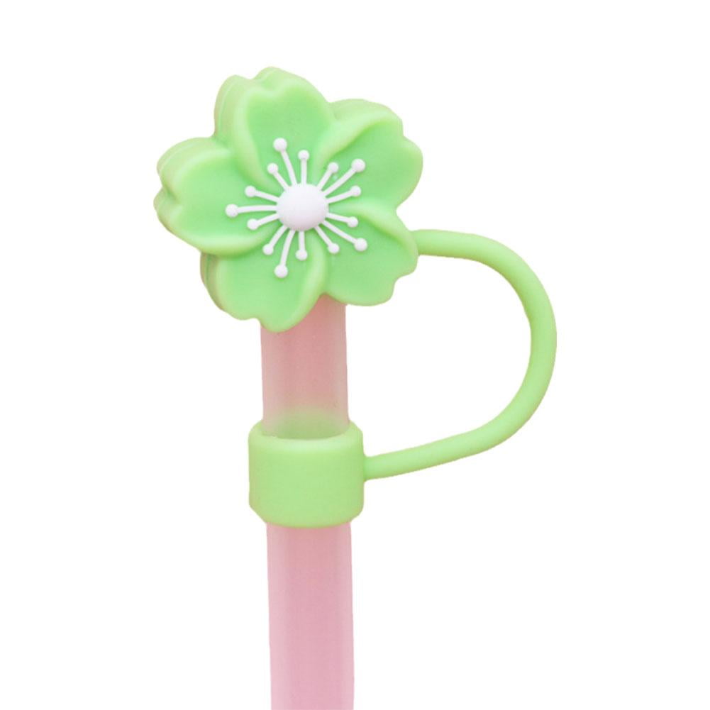 QHUDLV 5pcs Reusable Silicone Cute Flower Straw Tips Dust Reusable Plug ...