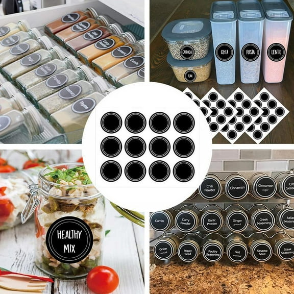 QHUDLV 60pcs Round Shape Spices Label Stickers Spice Jars Tags Removable Label C2Z3 Sticker Waterproof Chalkboard Supplies
