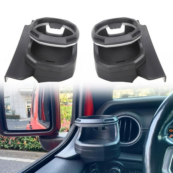 QHUDLV ABS Car Window Cup Holder,Multi‑Function Interior Mount,Fits 2018–2023 Wrangler Door JL
