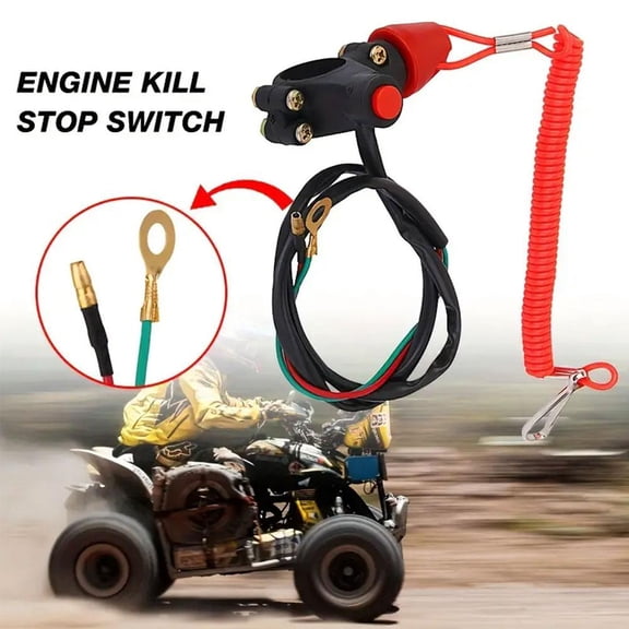 QHUDLV ATV/Motorcycle Emergency Stop Switch with Tether Lanyard Lot S4