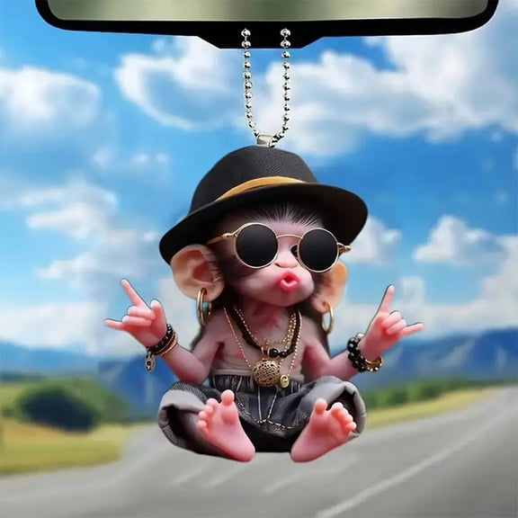 QHUDLV Acrylic Monkey Pendant,Cute Dashboard Decor,Car Interior Accessory