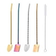 thumbnail image 1 of QHUDLV Ainiupi Reusable Stainless Steel Long Handle Straws Spoon, 2 in 1 Snow Cone Straws & Long Spoons for Cocktail, Milkshake, 1 of 9