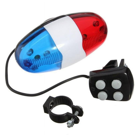 QHUDLV Bicycle 6 Flashing LED 4 Sounds Police Siren Trumpet Bike Horn Light Bell B2Cshop Rear