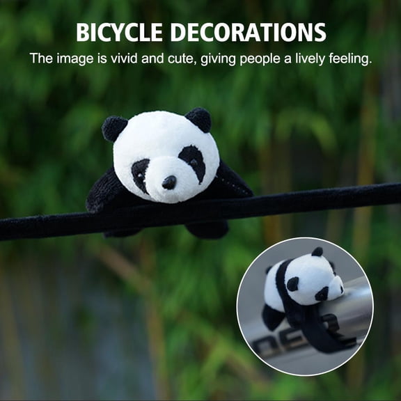 QHUDLV Bicycle Handlebar Ornaments Stuffed Plush Panda Doll For Bike Motorcycle C