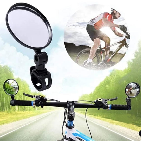 QHUDLV Bicycle Rearview Mirror 360 Degree Rotation Convex Mirror Handlebar Mount