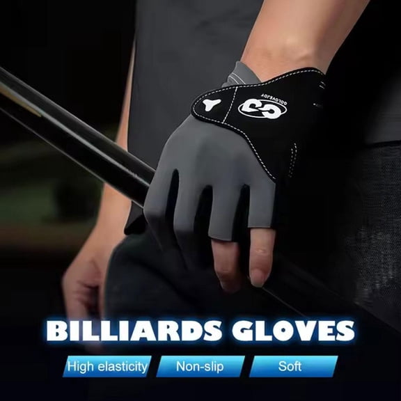 QHUDLV Billiards Glove, Pool Glove Left Hand, Billiard Glove Anti-Slip Pool Gloves, 3 Finger Breathable Snooker Cue Sport Glove for Men Women, Breathable Billiard Gloves