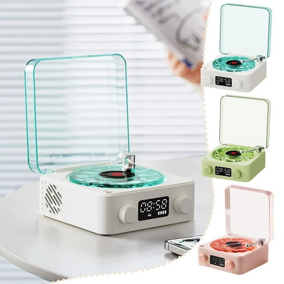 QHUDLV Bluetooth Vinyl Record Player,4 Mode Turntable,Portable Waves Speaker Design