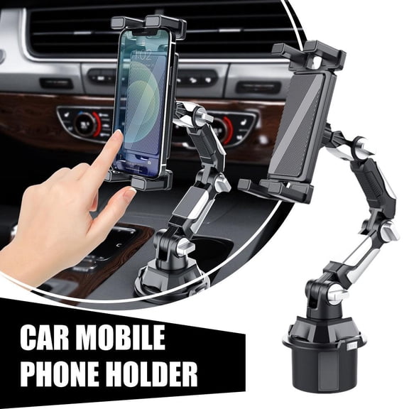 QHUDLV Car Cup Holder Tablet & Phone Mount, Universal Stand with Adjustable Long A