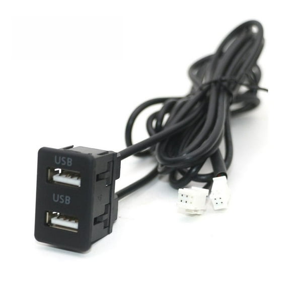QHUDLV Car Dash Flush Mount Two USB Port Panel Auto Boat GPS 4IN 6PIN Cable Adapte
