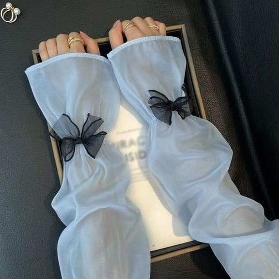 QHUDLV Chiffon Sun Protection Sleeves ,Cool Breathable Bow Design ,Stylish Comfortable Arm Covers