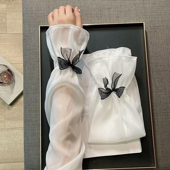 QHUDLV Chiffon Sun Protection Sleeves ,Cool Breathable Bow Design ,Stylish Comfortable Arm Covers