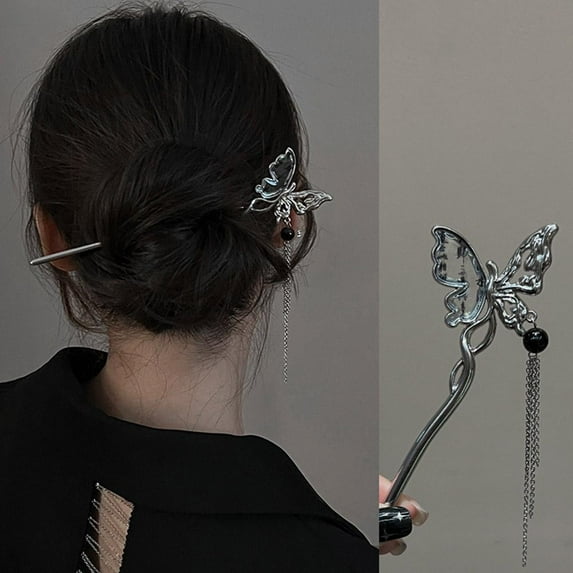 QHUDLV New Chinese Butterfly Flower Tassel Hair Stick Vintage Chinese Hairpin