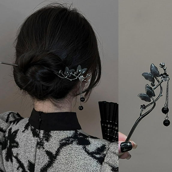 QHUDLV New Chinese Butterfly Flower Tassel Hair Stick Chinese Vintage Hairpi