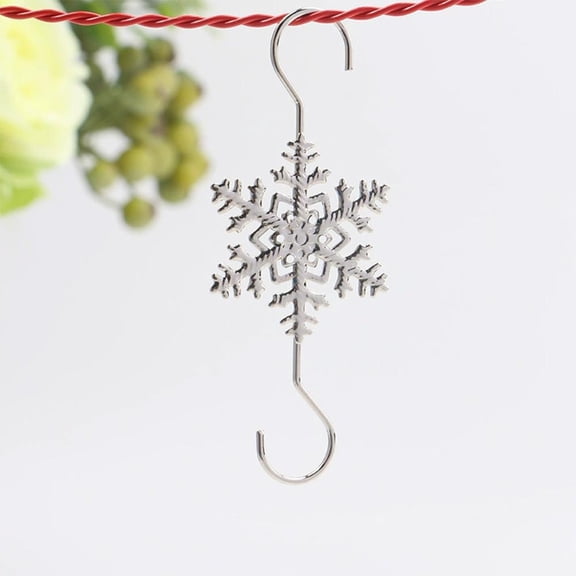 QHUDLV Christmas Ornament Hooks,Snowflake S-Shaped Metal Wire Hangers,Ornament Hangers for Christmas Tree Decorations,Xmas Tree Hanger Hooks for Garland,Baubles, Holiday DIY