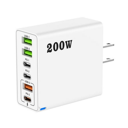 QHUDLV Cielo Meraviglioso USB C Plug Fast Charger, 6-Port 200W Multi USB Charging Hub for Phones and Tablets