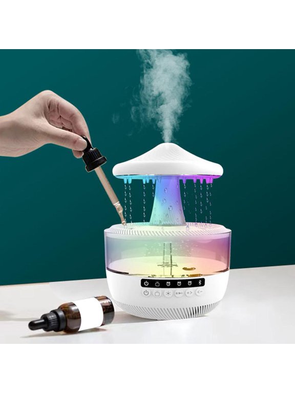 Cloud Rain Humidifier with Bluetooth Speaker for Bedroom with Soothing Rain Sounds,350ml Cool Mist Aromatherapy Diffuser with RGB Night Lights, Timer & White Noise for Sleep & Relaxation