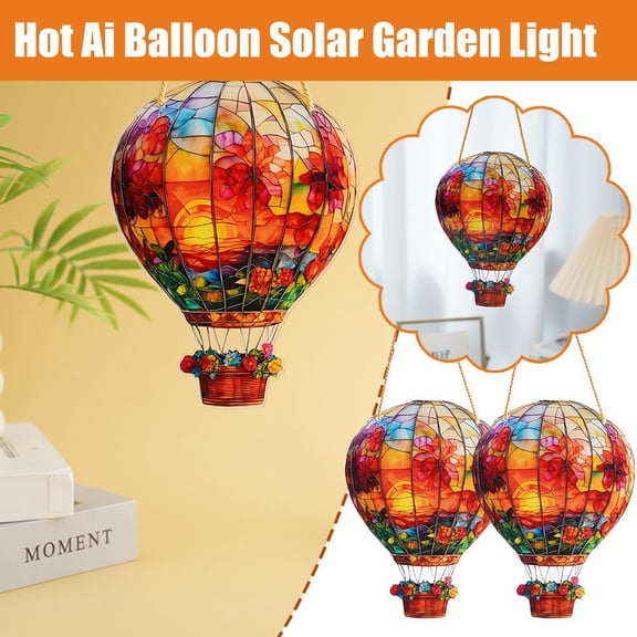 QHUDLV Colorful Hot Balloon Sun Catcher, Acrylic Hanging Window Ornament for Home & Garden Decor, Bird Collision Preventer, Vibrant Light Reflection Decor for Doors, Patios, Balconies