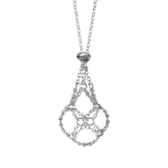 QHUDLV Crystal Holder Cage Necklace Adjustable Crystal Net Metal Necklace Interchangeable Stone Collection Holder Necklace for Women Men