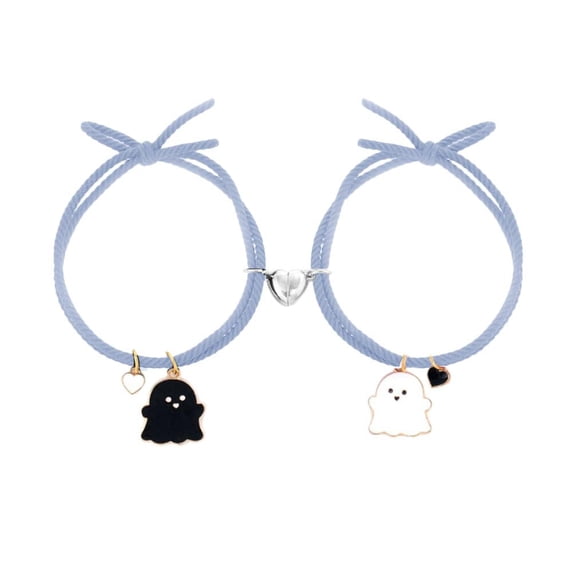 QHUDLV Cute Cartoon Ghost Romantic Couple Heart Magnetic Attracting Bracelets For Women Pendant Friendship Jewelry Bracelet H3N7 Gift bracelet jewelry bracelets couple girlfriend For matching ghost b